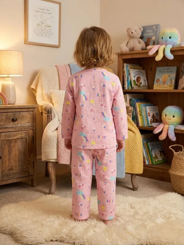 Pink_Muslin_Relaxed_Fit_Rainbow_Print_Night_Suit_For_Kids