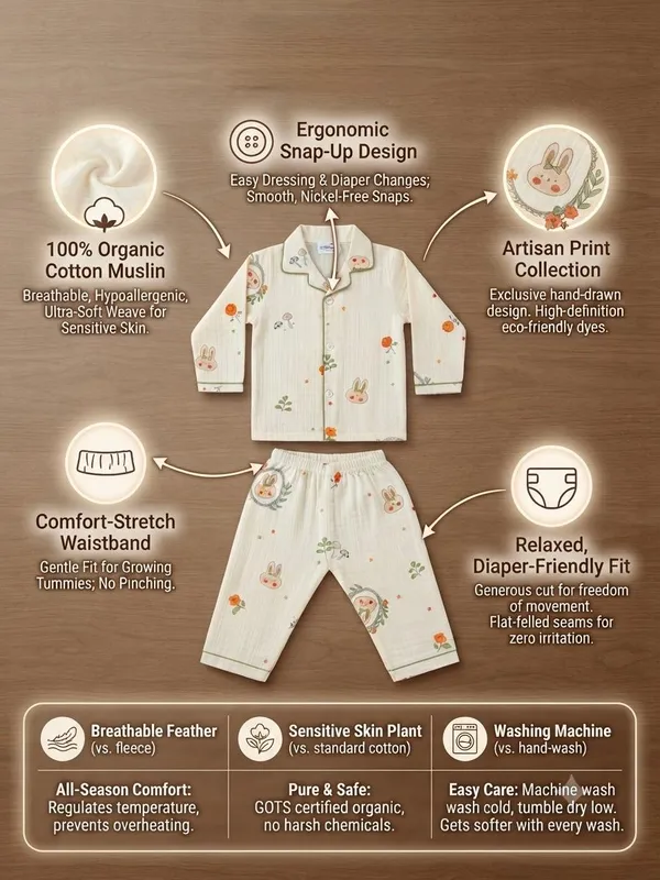 Cream_Muslin_Relaxed_Fit_Bunny_Floral_Print_Night_Suit_For_Kids