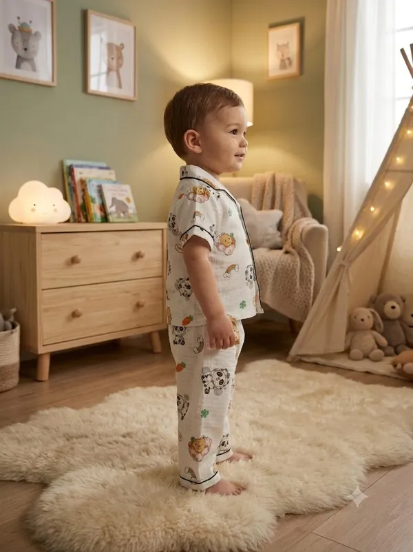 Cream_Muslin_Relaxed_Fit_Character_Print_Night_Suit_For_Babies