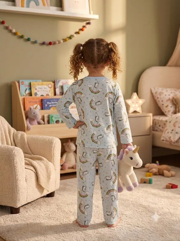 Light_Blue_Muslin_Relaxed_Fit_Rainbow_Print_Night_Suit_For_Kids