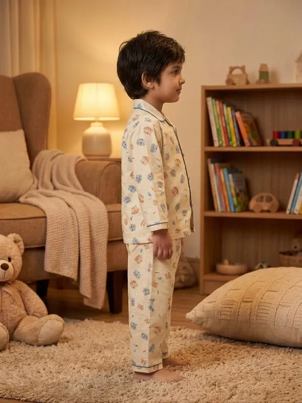 Cream_Cotton_Twill_Relaxed_Animal_Print_Night_Suit_For_Kids