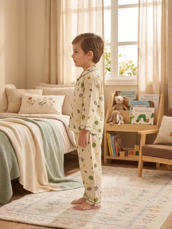 Cream_Cotton_Twill_Relaxed_Fit_Animal_Print_Night_Suit_For_Kids