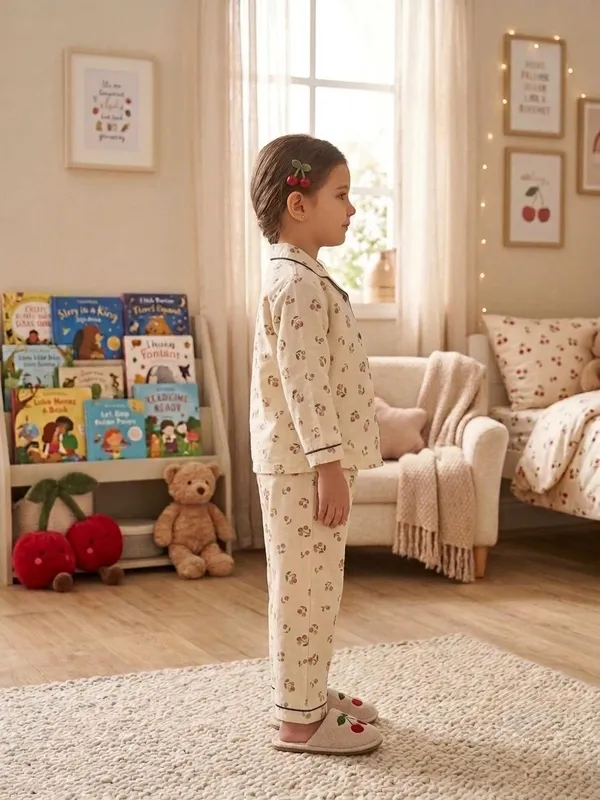 Cream_Cotton_Twill_Relaxed_Fit_Cherry_Print_Night_Suit_For_Kids