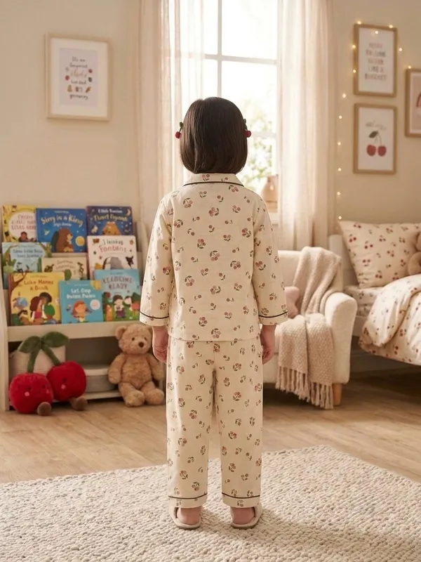 Cream_Cotton_Twill_Relaxed_Fit_Cherry_Print_Night_Suit_For_Kids
