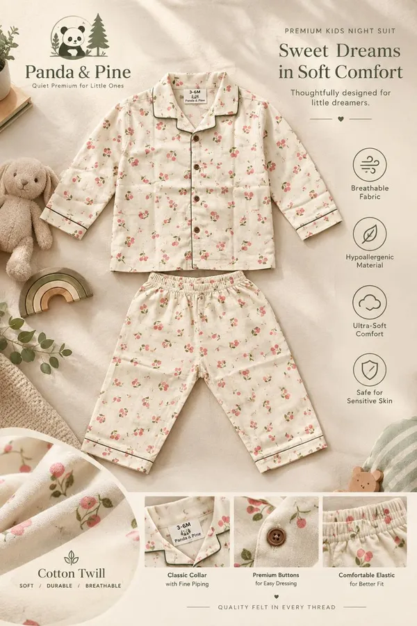 Cream_Cotton_Twill_Relaxed_Fit_Cherry_Print_Night_Suit_For_Kids