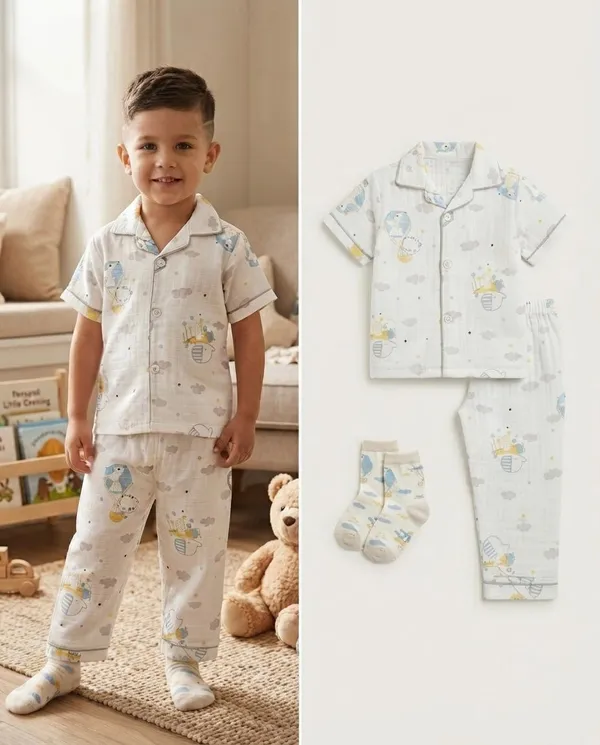 White_Muslin_Relaxed_Fit_Space_Print_Night_Suit_For_Kids