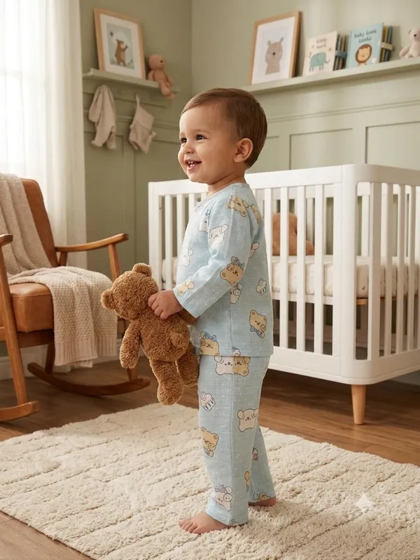 Light_Blue_Muslin_Relaxed_Fit_Teddy_Print_Night_Suit_For_Babies