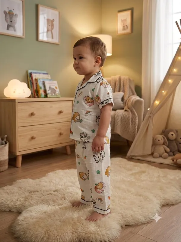 Cream_Muslin_Relaxed_Fit_Character_Print_Night_Suit_For_Babies