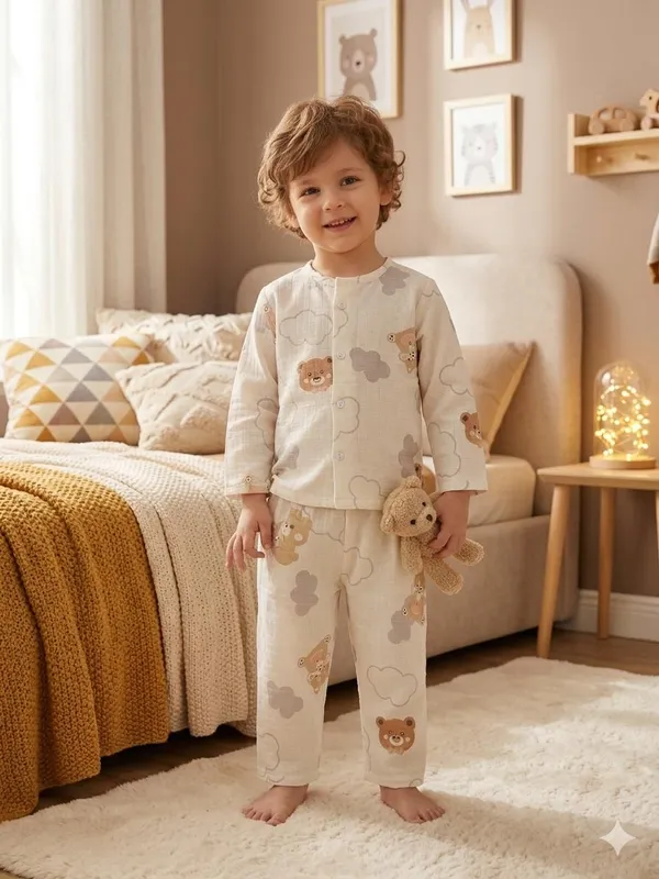 Cream_Muslin_Relaxed_Fit_Teddy_Cloud_Print_Night_Suit_For_Kids