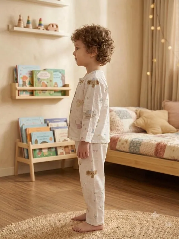White_Muslin_Relaxed_Fit_Animal_Print_Night_Suit_For_Kids