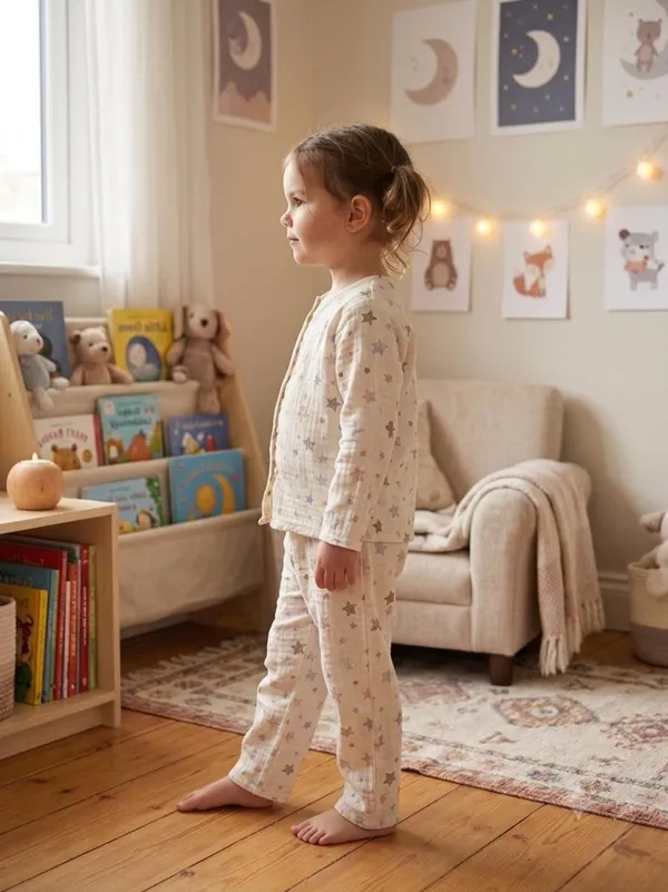 Cream_Muslin_Relaxed_Fit_Star_Print_Night_Suit_For_Kids