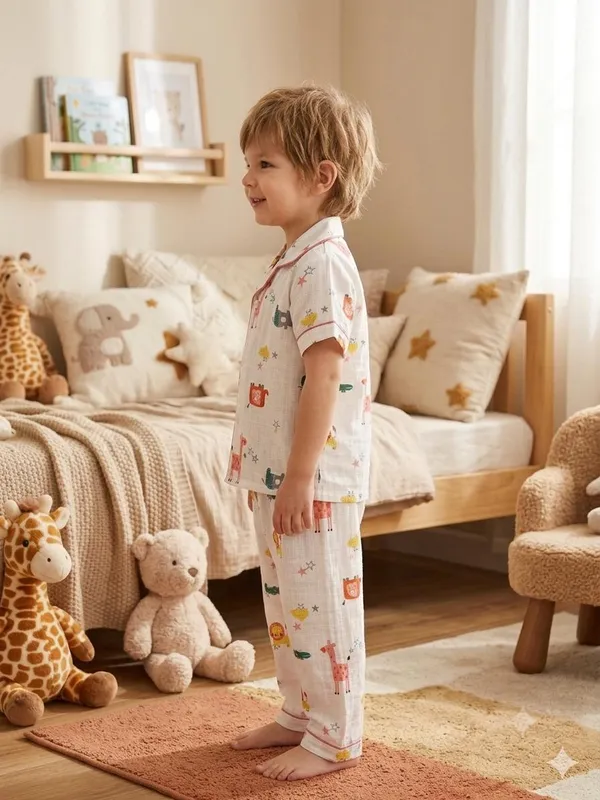 White_Muslin_Relaxed_Fit_Animal_Print_Night_Suit_For_Kids