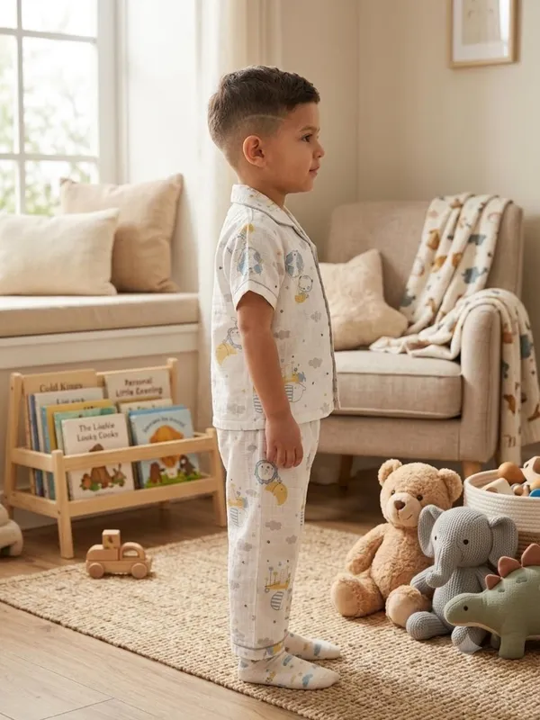 White_Muslin_Relaxed_Fit_Space_Print_Night_Suit_For_Kids