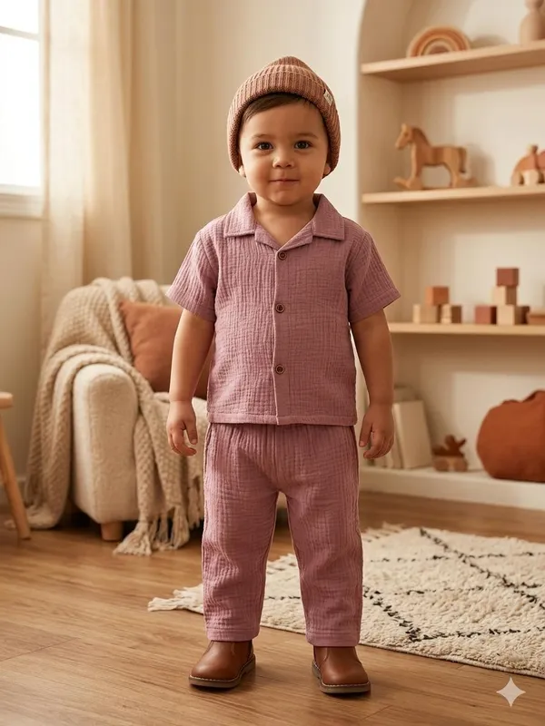 Mauve_Cotton_Relaxed_Fit_Co_Ord_Set_For_Babies