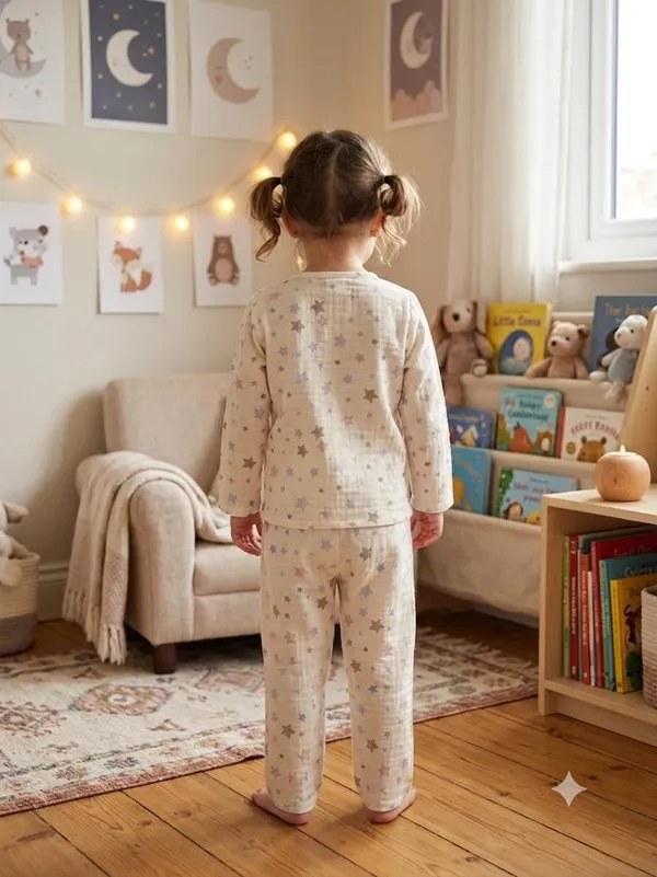 Cream_Muslin_Relaxed_Fit_Star_Print_Night_Suit_For_Kids