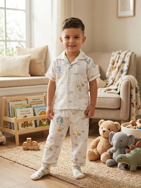 White_Muslin_Relaxed_Fit_Space_Print_Night_Suit_For_Kids