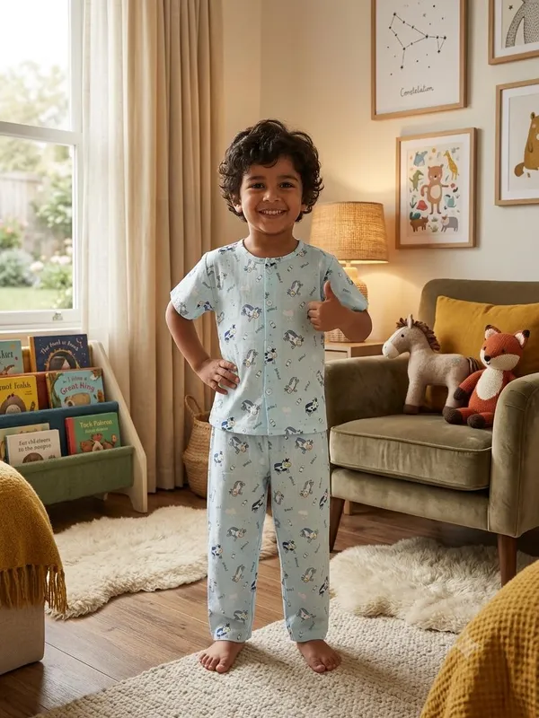 Light_Blue_Muslin_Relaxed_Fit_Printed_Night_Suit_For_Kids