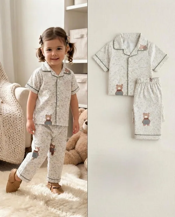Cream_Muslin_Relaxed_Fit_Floral_Print_Night_Suit_For_Kids