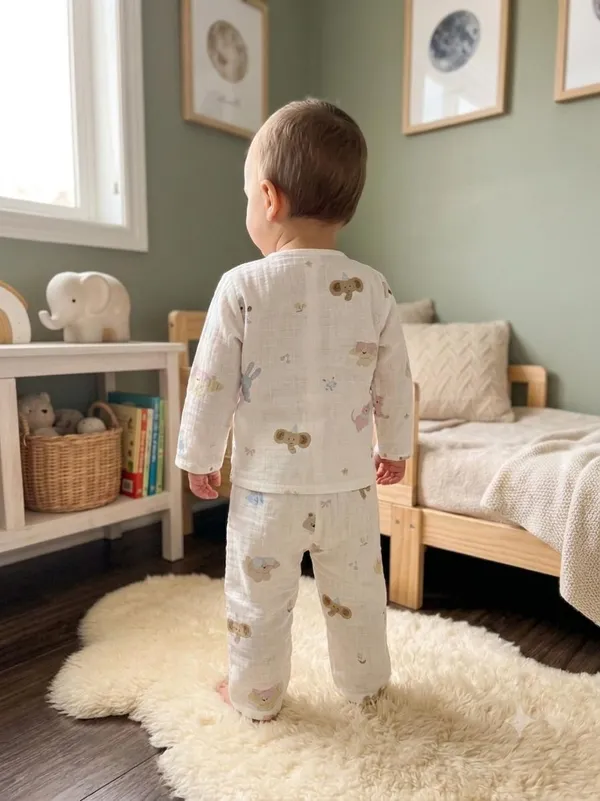 White_Muslin_Relaxed_Fit_Animal_Print_Night_Suit_For_Babies