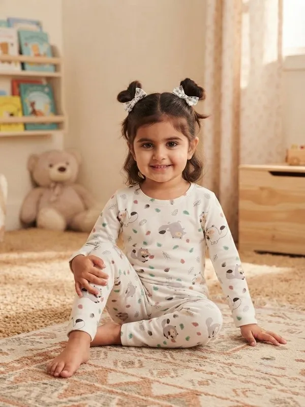 White_Bamboo_Animal_Print_Night_Suit_For_Kids