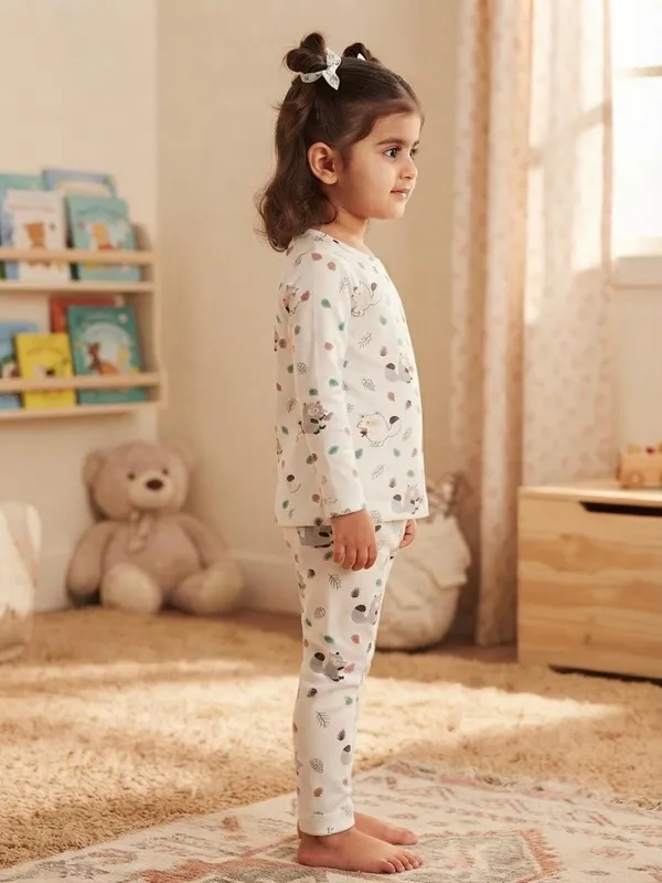 White_Bamboo_Animal_Print_Night_Suit_For_Kids