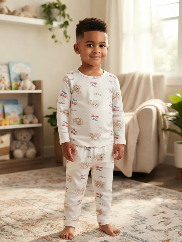 White_Bamboo_Bear_Print_Night_Suit_For_Kids