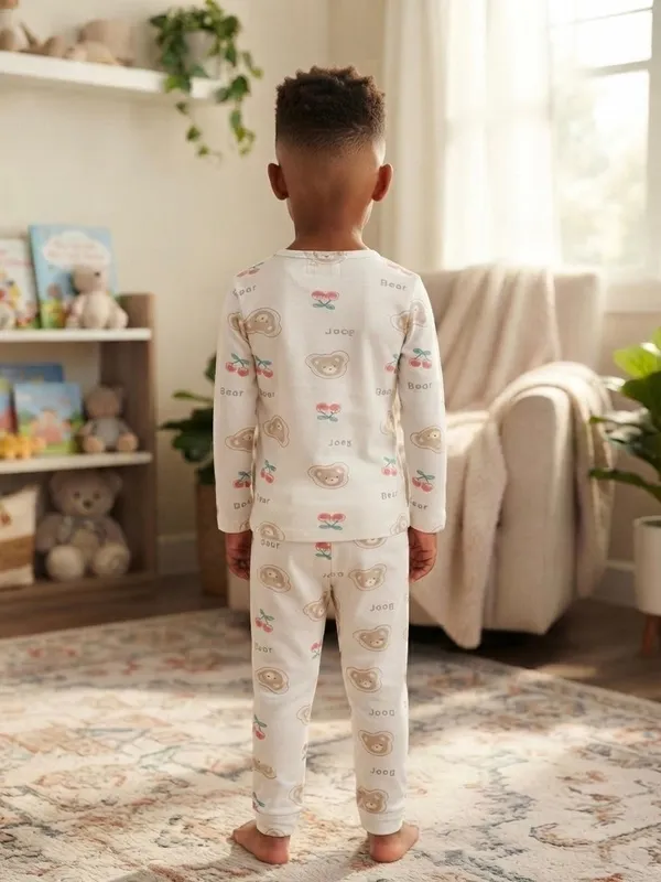 White_Bamboo_Bear_Print_Night_Suit_For_Kids