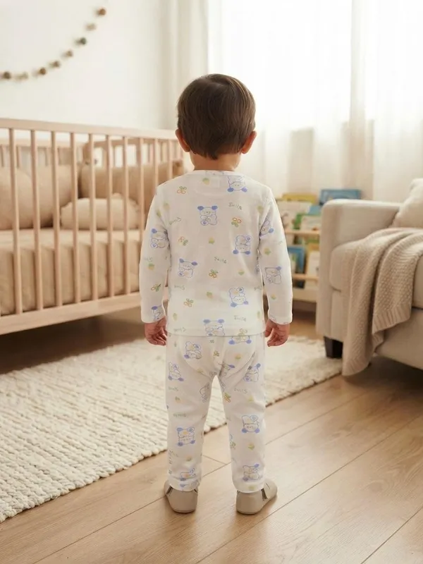 White_Bamboo_Bunny_Print_Night_Suit_For_Babies
