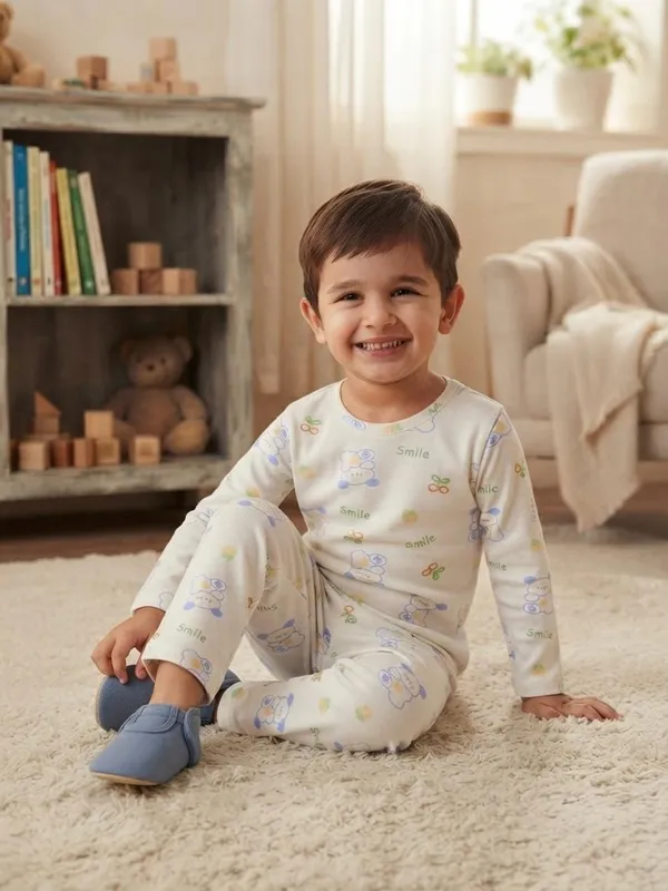 White_Bamboo_Bunny_Print_Night_Suit_For_Kids