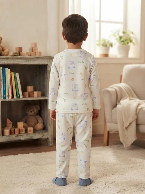White_Bamboo_Bunny_Print_Night_Suit_For_Kids