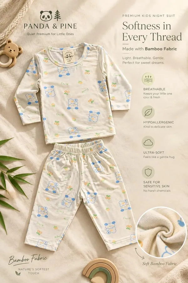 White_Bamboo_Bunny_Print_Night_Suit_For_Kids