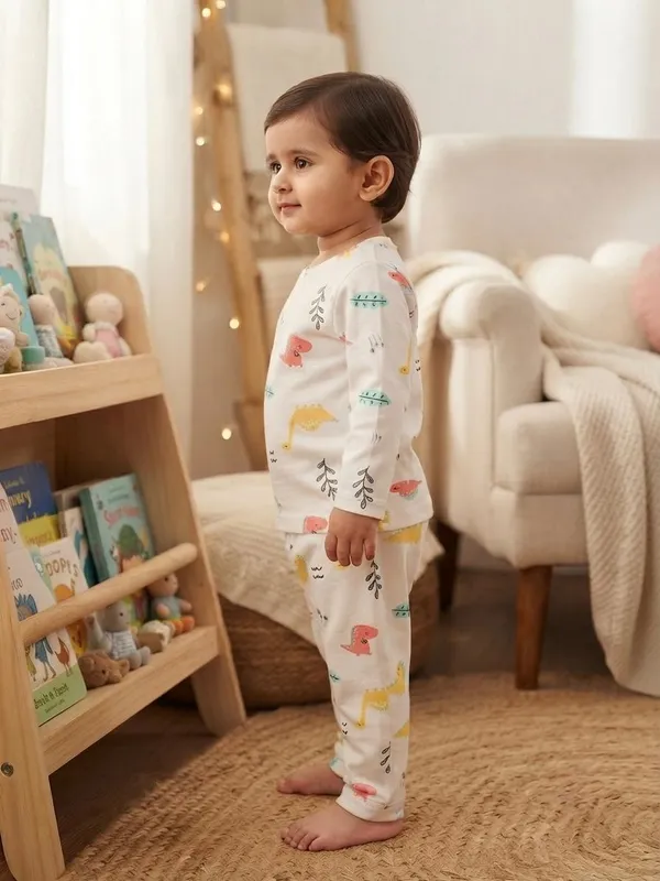 White_Bamboo_Dino_Print_Night_Suit_For_Babies