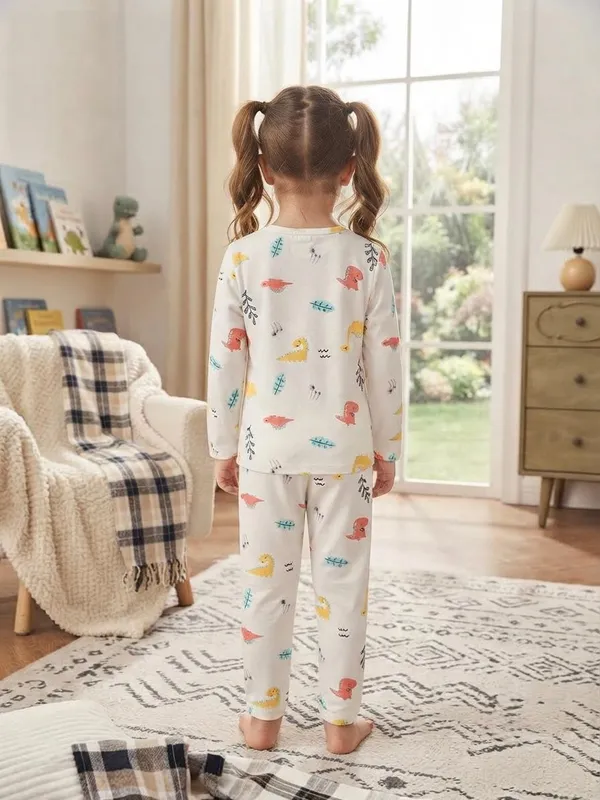 White_Bamboo_Dino_Print_Night_Suit_For_Kids