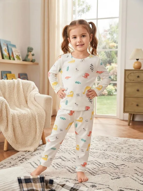 White_Bamboo_Dino_Print_Night_Suit_For_Kids