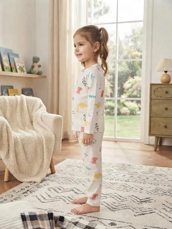 White_Bamboo_Dino_Print_Night_Suit_For_Kids