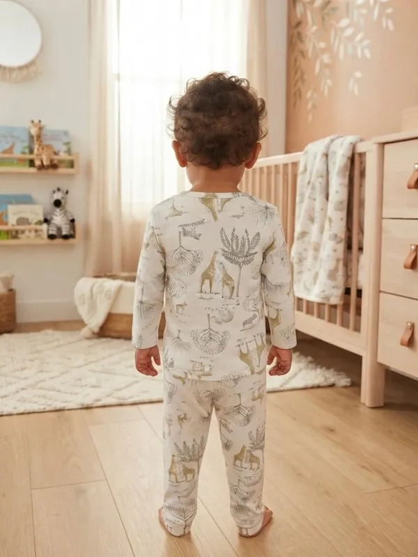 White_Bamboo_Jungle_Print_Night_Suit_For_Babies