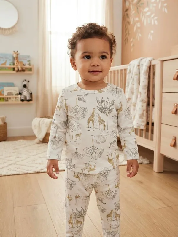 White_Bamboo_Jungle_Print_Night_Suit_For_Babies