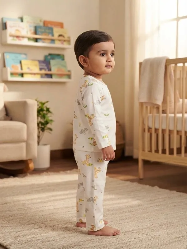 White_Bamboo_Small_Animal_Print_Night_Suit_For_Babies