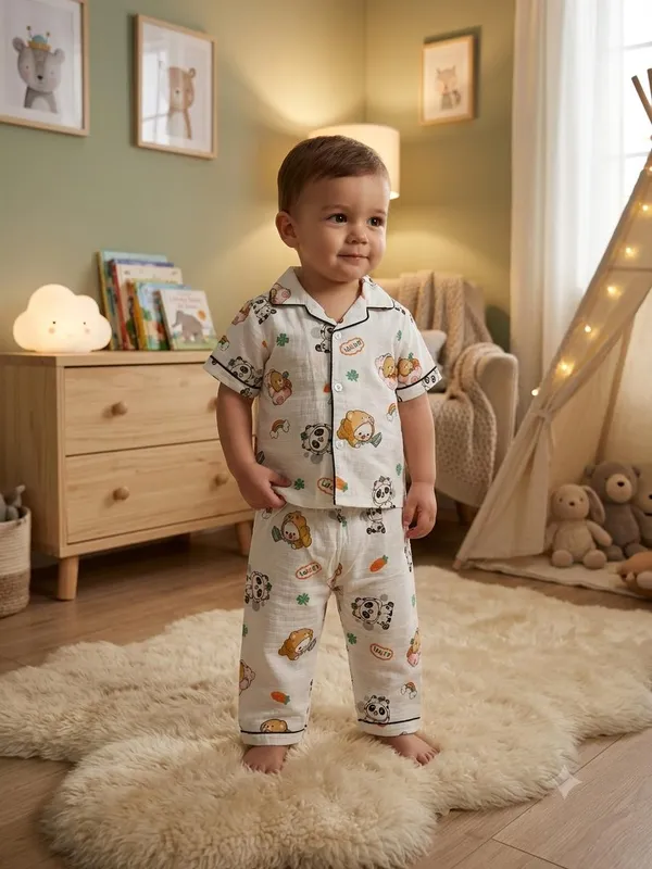 Cream_Muslin_Relaxed_Fit_Character_Print_Night_Suit_For_Babies