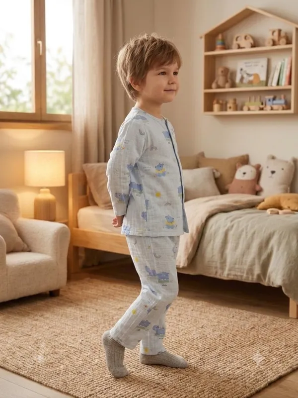 Light_Blue_Muslin_Relaxed_Fit_Cartoon_Print_Night_Suit_For_Kids