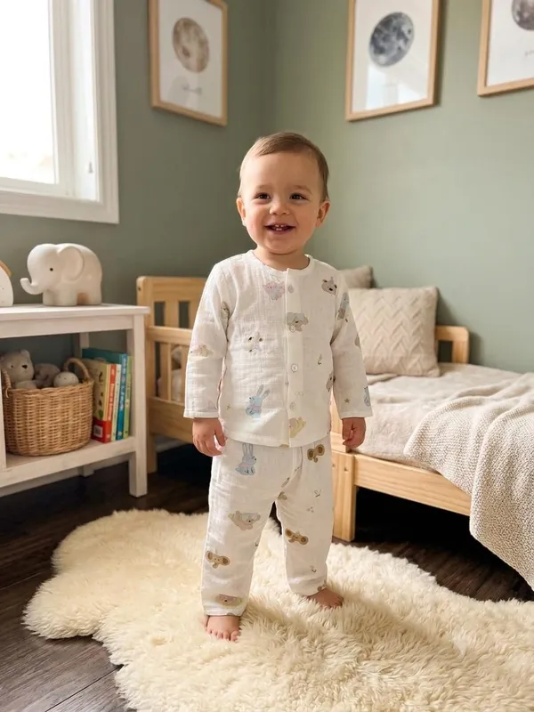 White_Muslin_Relaxed_Fit_Animal_Print_Night_Suit_For_Babies