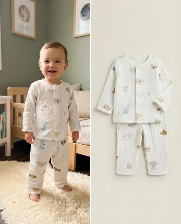 White_Muslin_Relaxed_Fit_Animal_Print_Night_Suit_For_Babies
