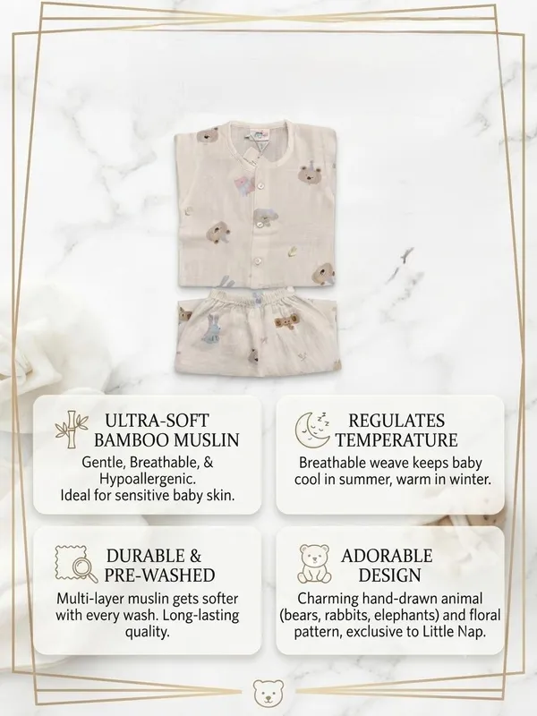 White_Muslin_Relaxed_Fit_Animal_Print_Night_Suit_For_Kids
