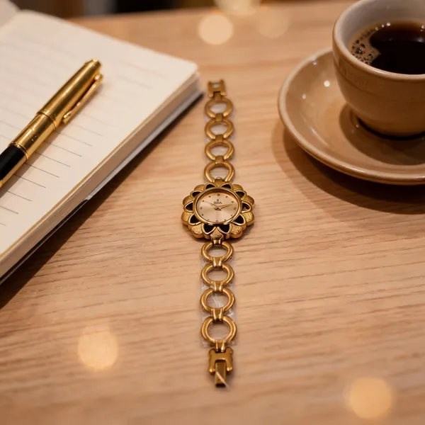 Eera_Gold_Tone_Floral_Dial_Bracelet_Watch_For_Women