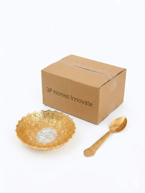 Gold_Floral_Pattern_Bowl_And_Spoon_Serving_Set