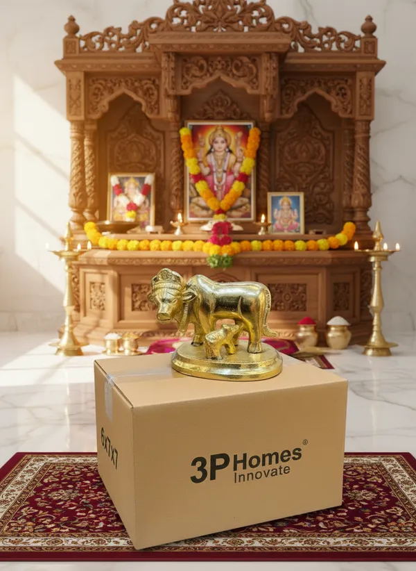 Gold-Tone_Religious_Cow_And_Calf_Figurine
