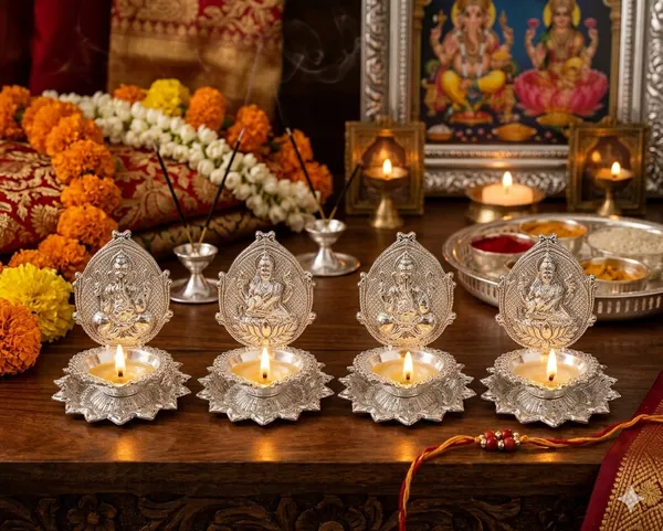 Ganesh_&_Lakshmi_Lotus_Diya_shaped_Set_of_4_-_Pure_German_Silver