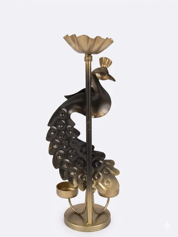 Metal_Peacock_Design_Three-Cup_Candle_Holder