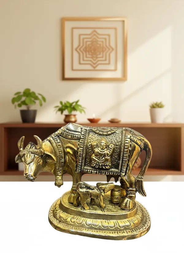 Metallic_Traditional_Bull_And_Calf_Figurine