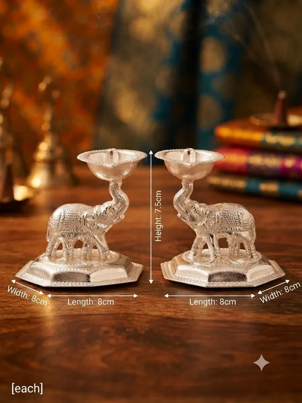 Pure_German_Silver_Elephant_Diya_(Pack_of_2)